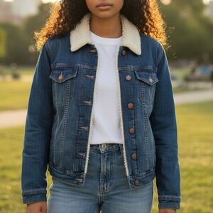 Mason By Suko Denim Sherpa Lined Jacket Size Medium